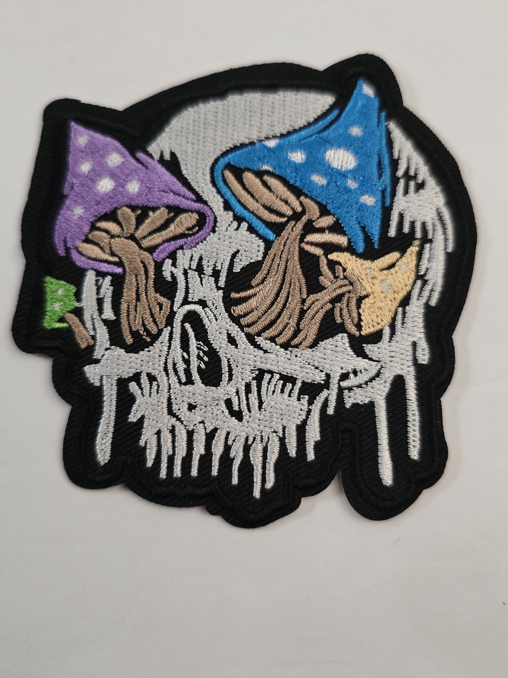 Dripping Skull Mushroom Embroidered Patch - Purple & Blue